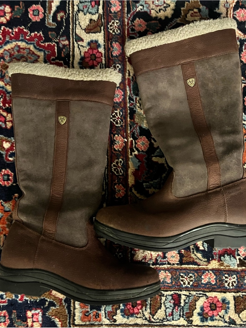 Ariat Windemere Brown Suede and Leather Women's Winter Boots with Shearling Cuff